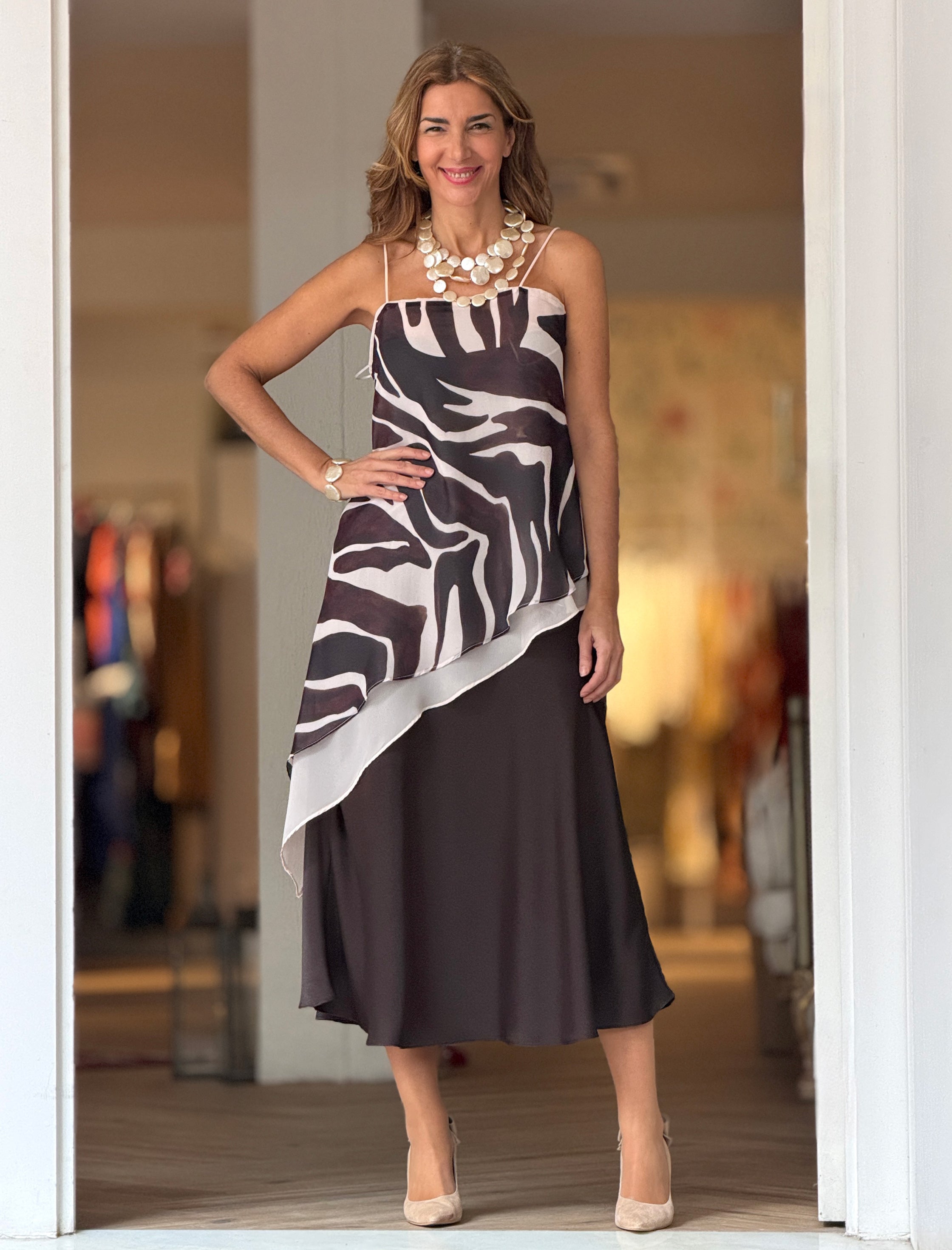 Falda evasé marrón chocolate