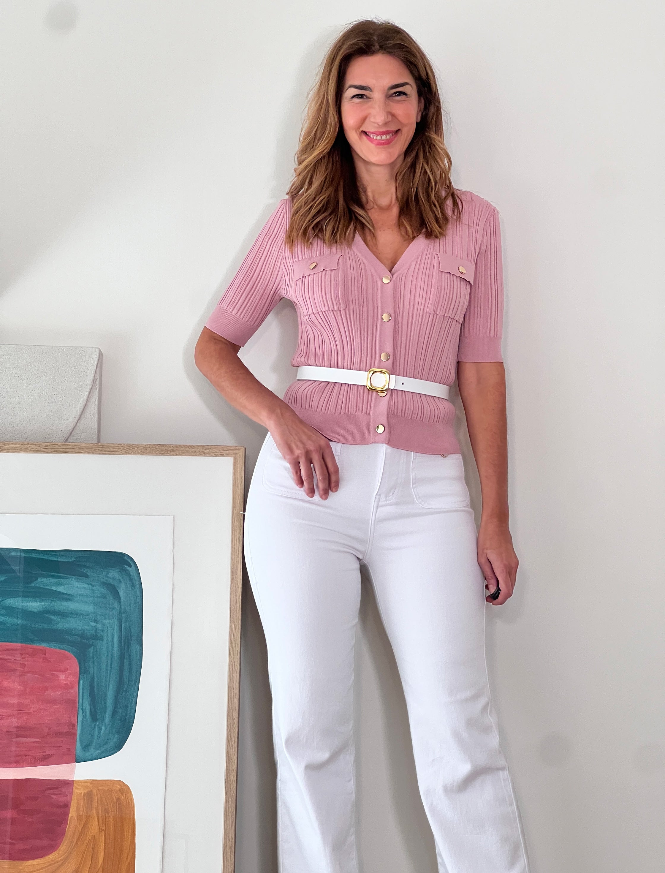 Jeans botones chic blanco