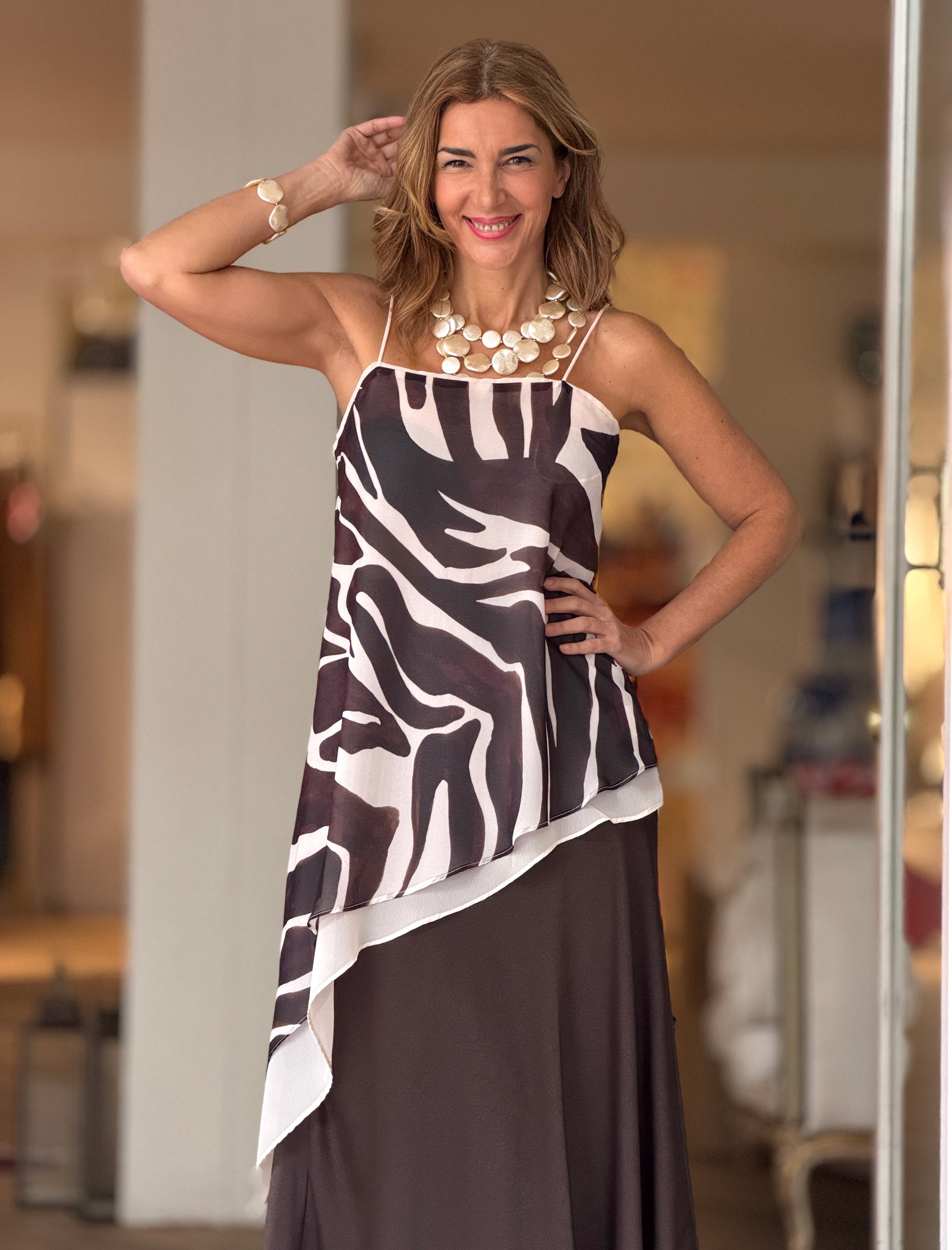 Top tirantes animal print