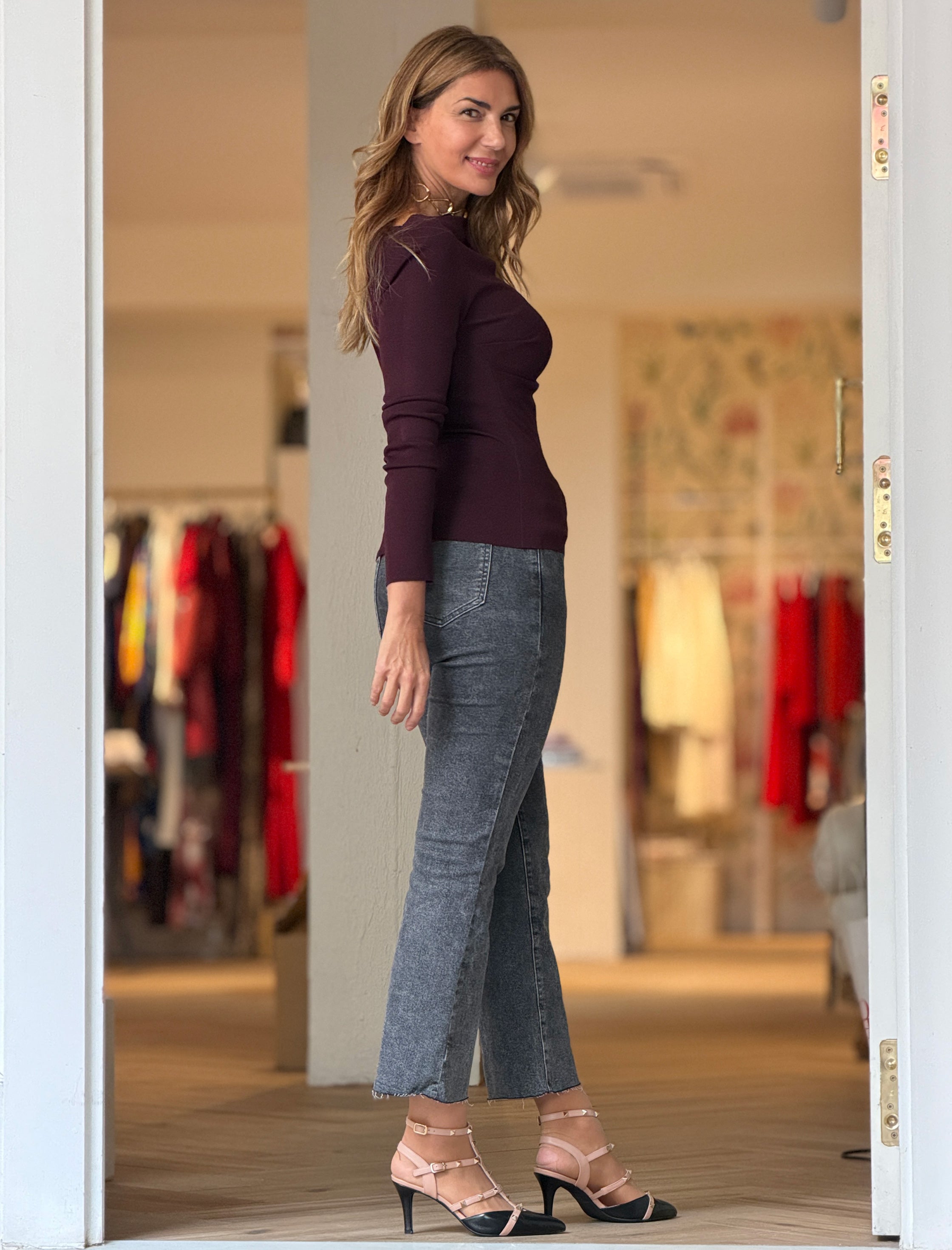 Sandalia charlotte negra y nude