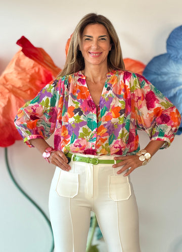 Camisa estampada floral suave