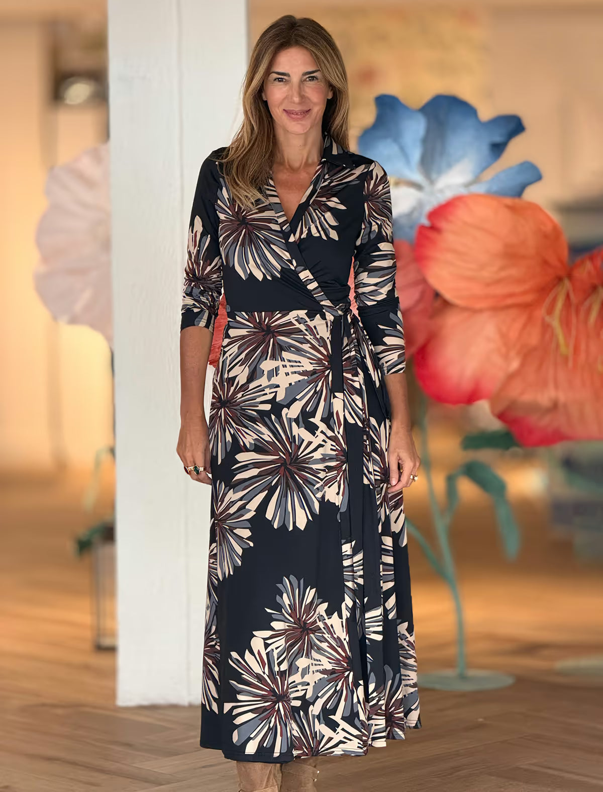 Vestido cruzado midi Floreale