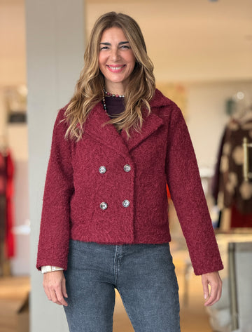 Chaqueta cruzada botones chic burdeos