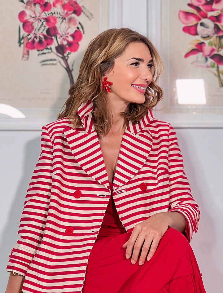 Chaqueta superbonita rayas rojas