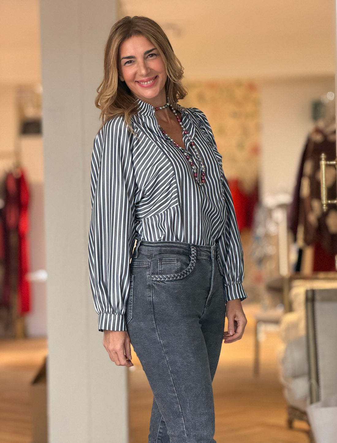 Camisa Diana de Rayas Negro