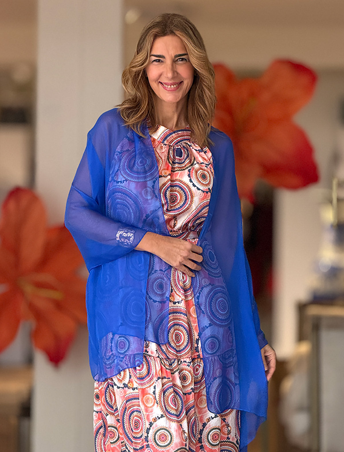 Pañuelo Fluido de Seda Azul royal