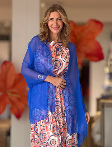 Pañuelo Fluido de Seda Azul royal