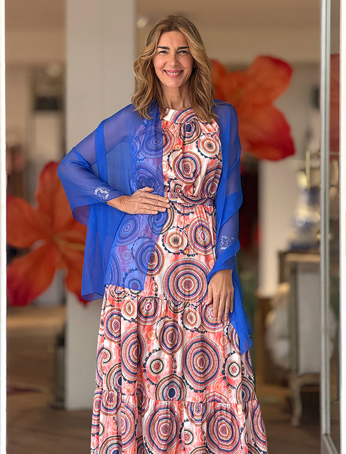 Pañuelo Fluido de Seda Azul royal