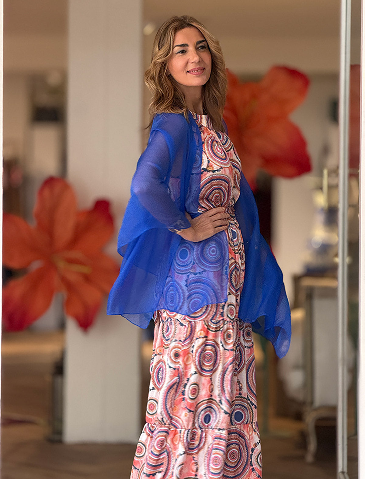 Pañuelo Fluido de Seda Azul royal