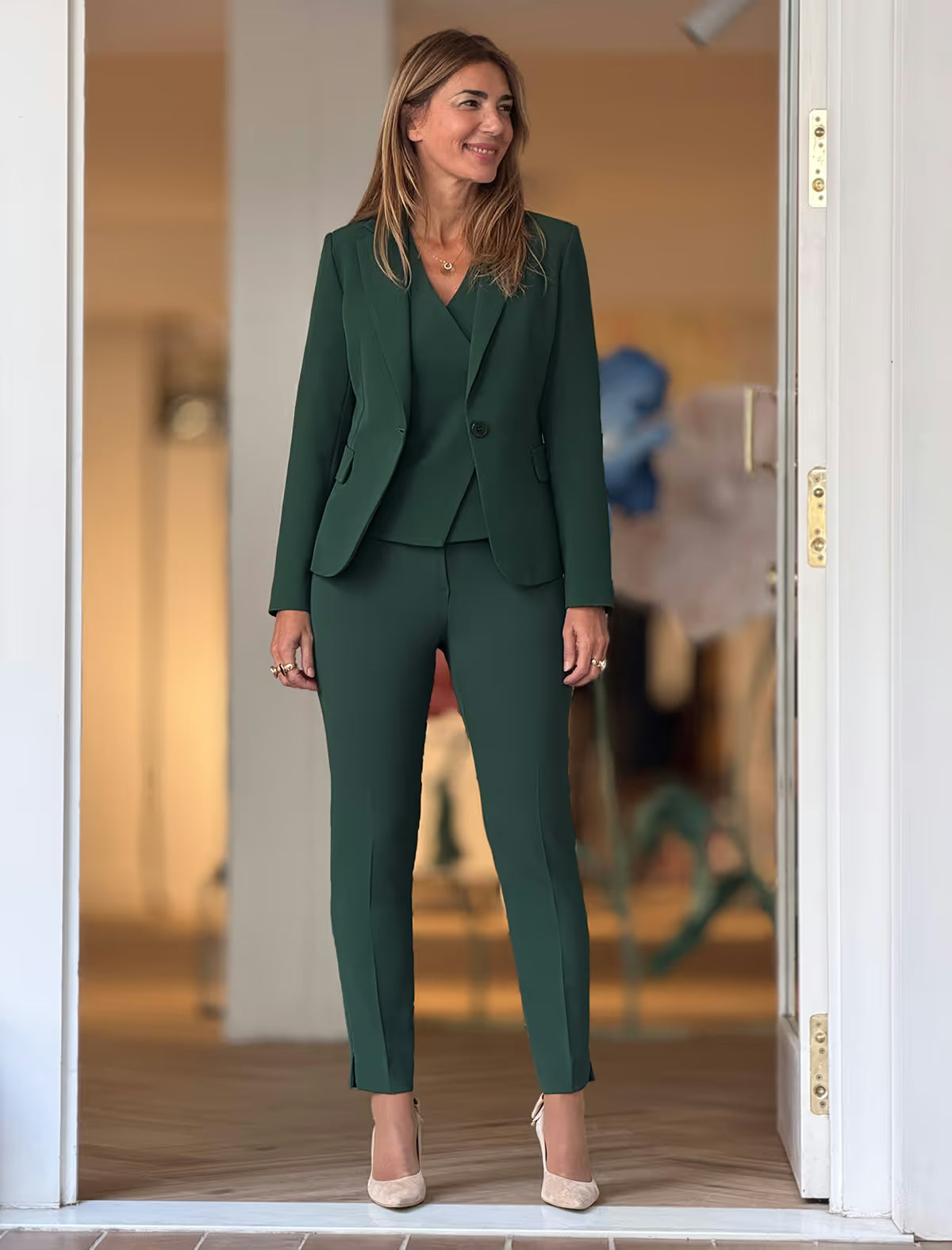 Chaqueta blazer verde hoja