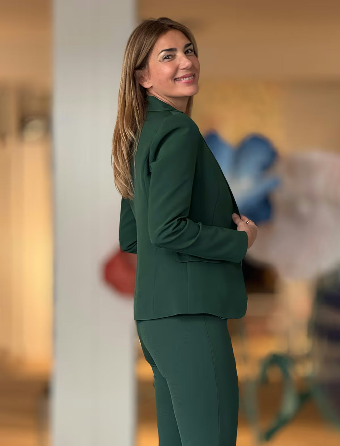 Chaqueta blazer verde hoja