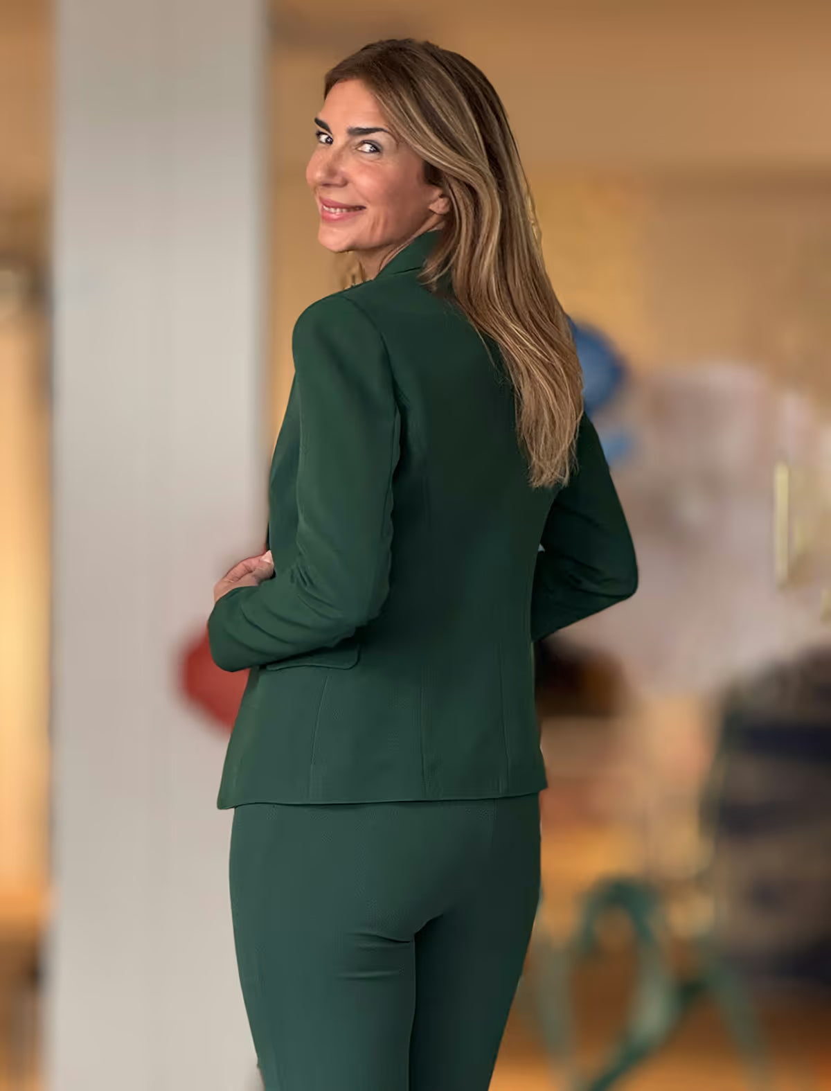 Chaqueta blazer verde hoja