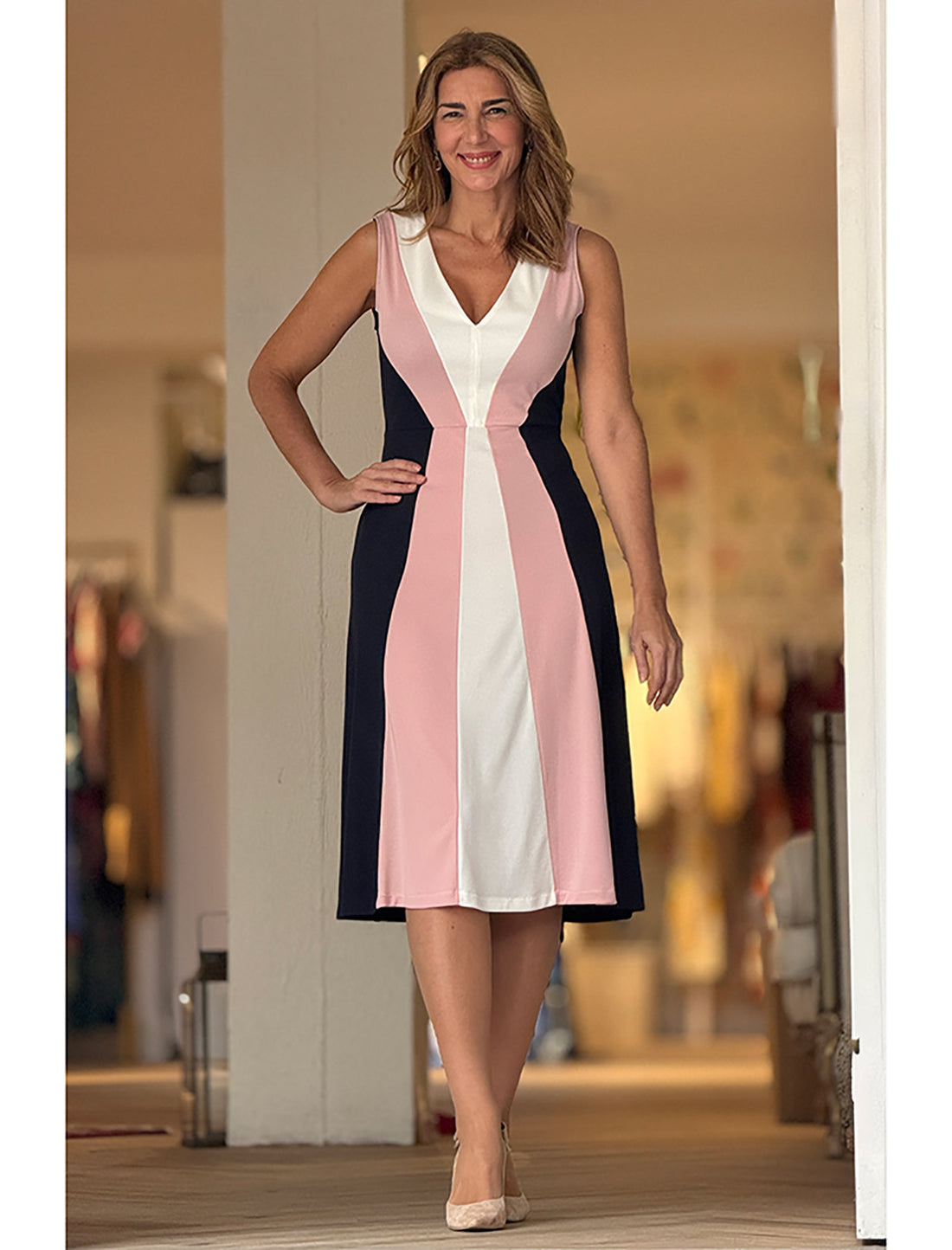 Vestido midi favorecedor Carolina