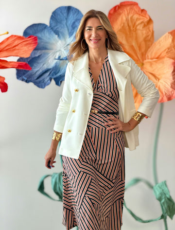 Chaqueta cruzada punto chic blanca