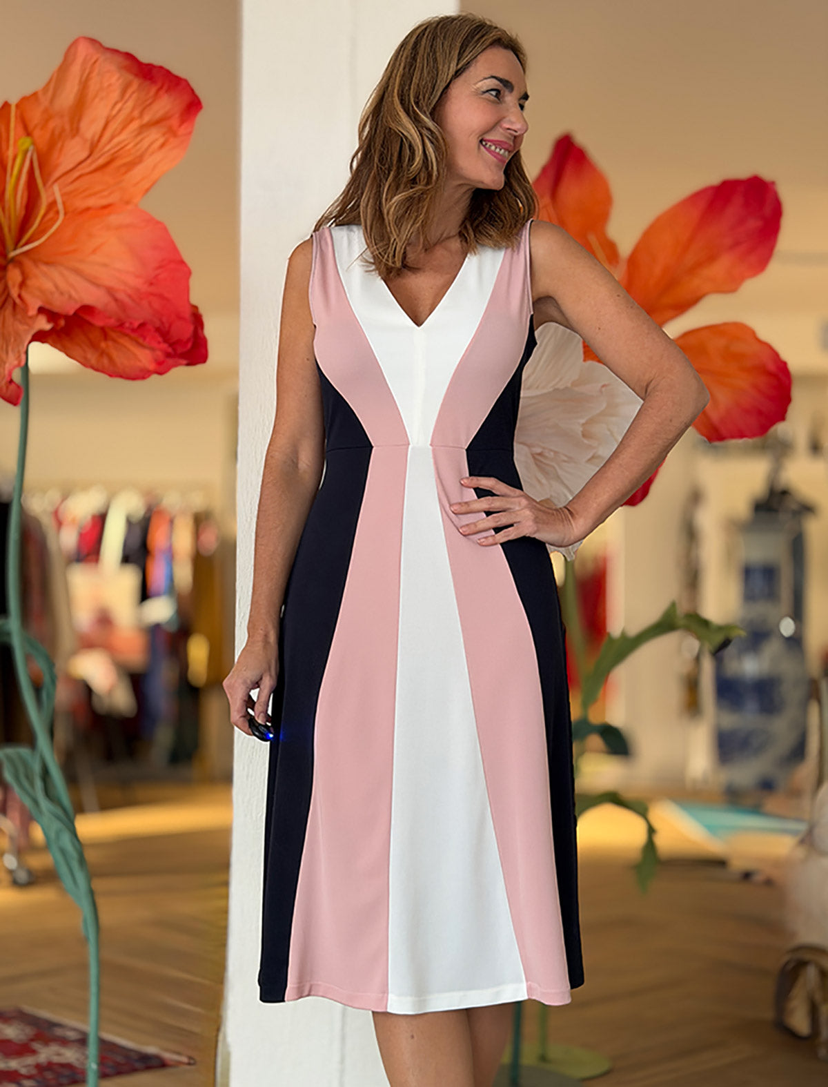 Vestido midi favorecedor Carolina