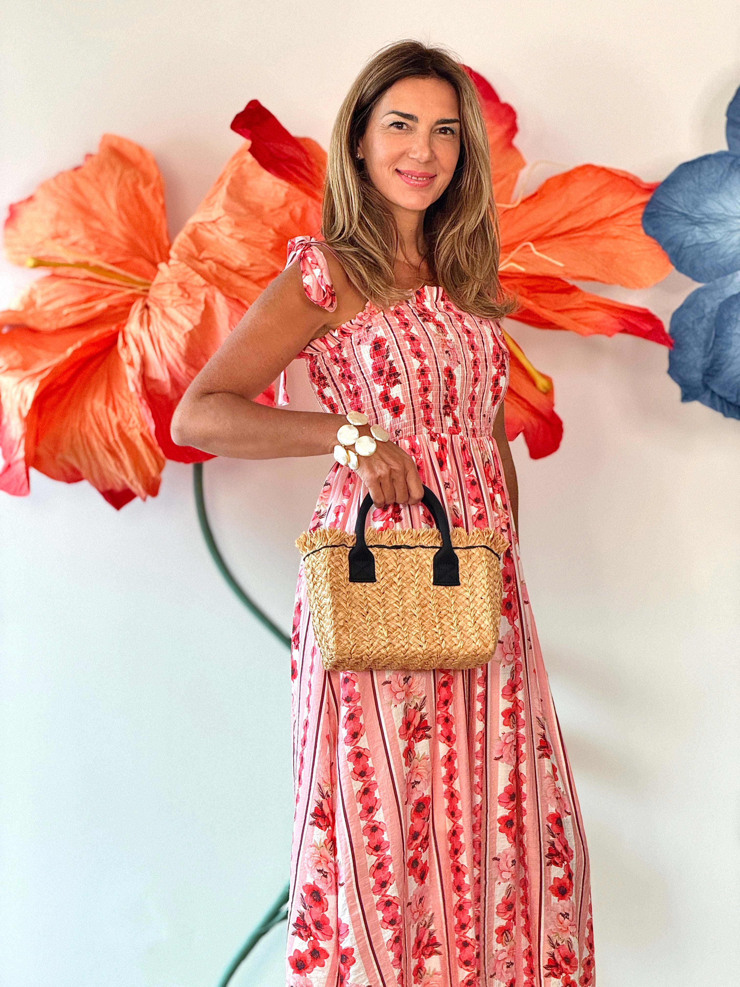 Vestido rosa tirantes lazo chic