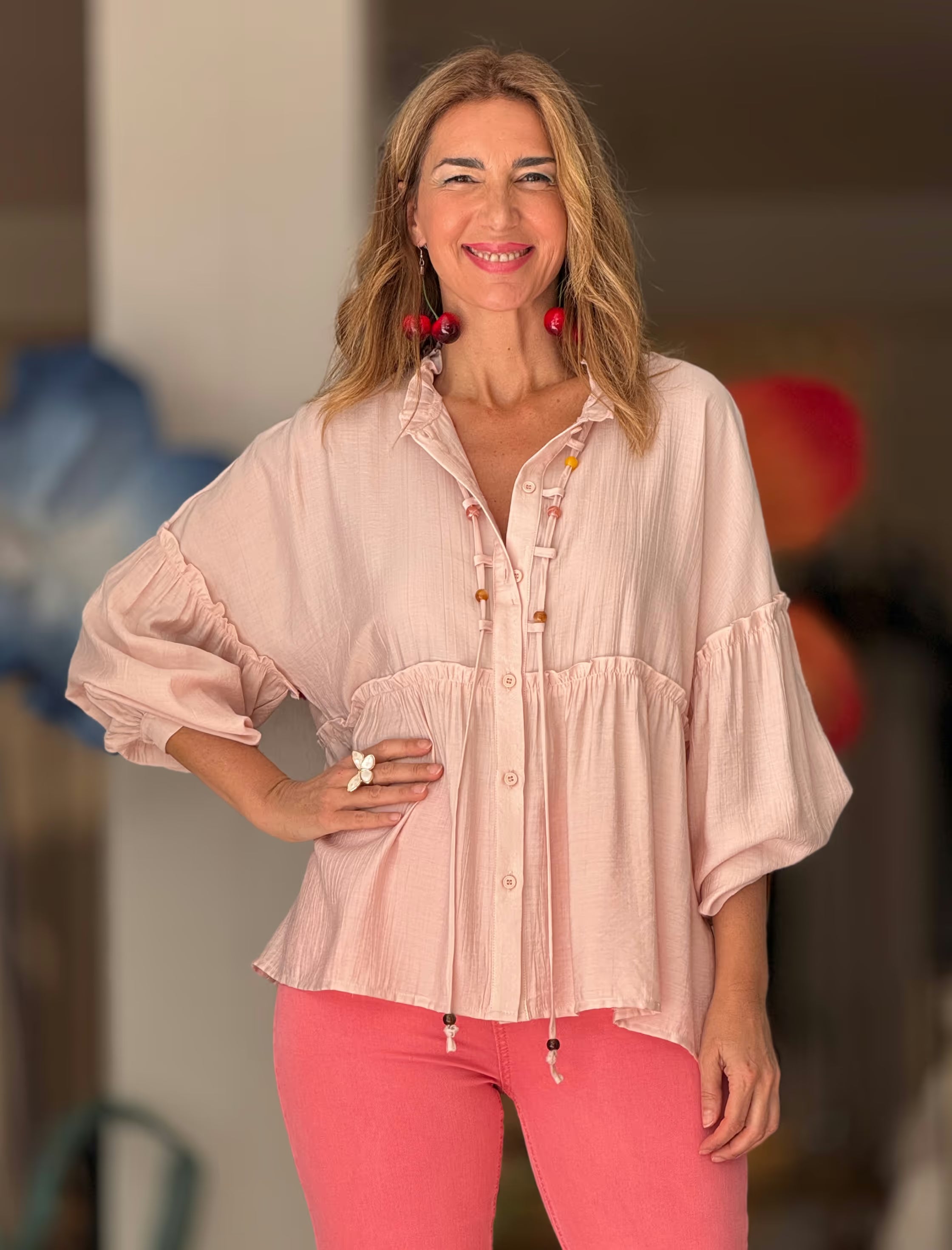Camisa rosa fluida Terés