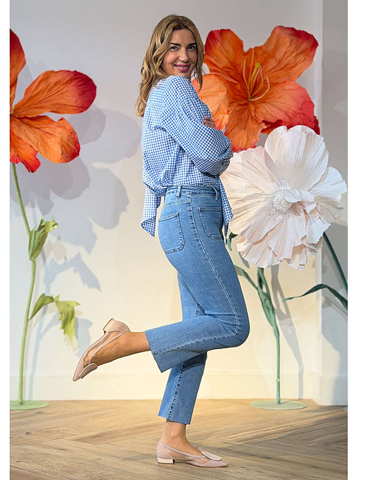 Camisa cuadros Vichy celeste