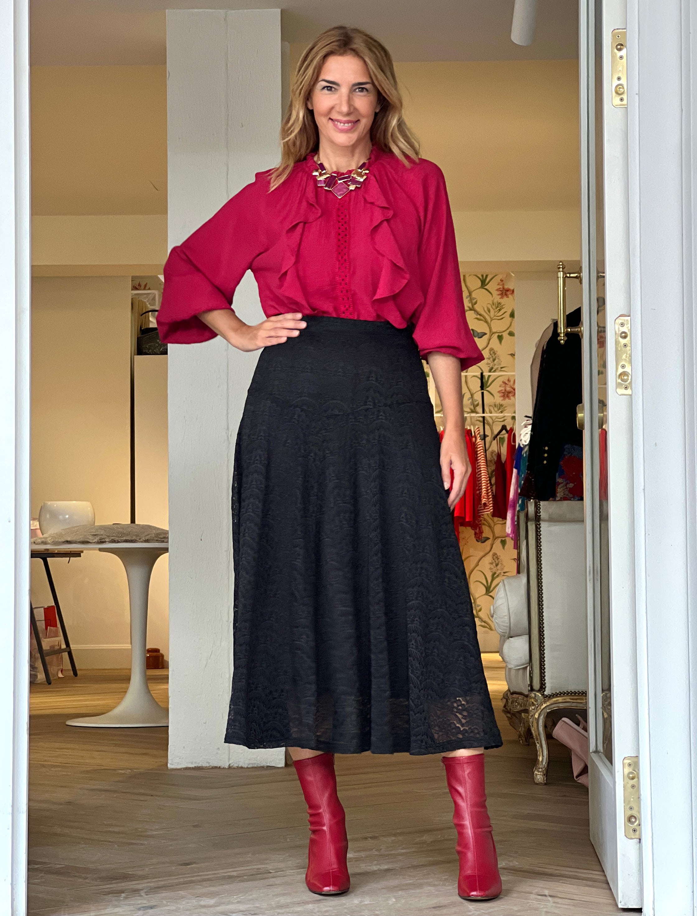 Camisa boho burdeos