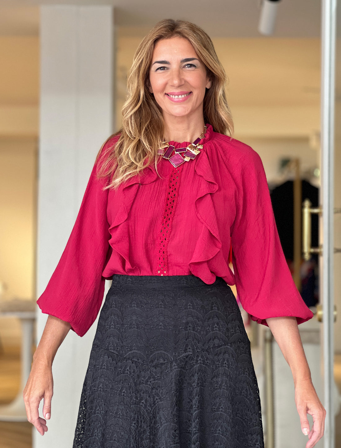 Camisa boho burdeos