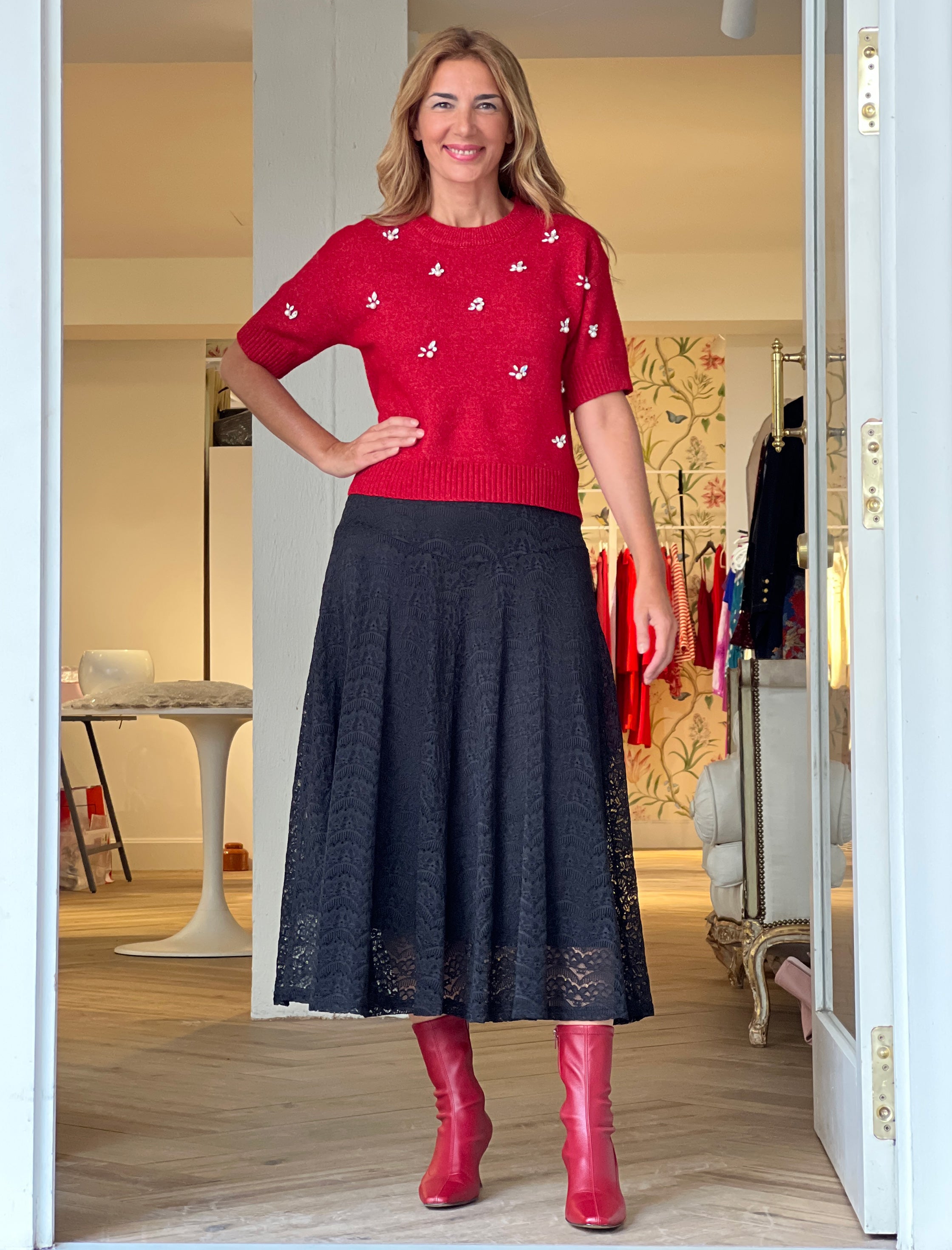 Jersey suave circonitas rojo