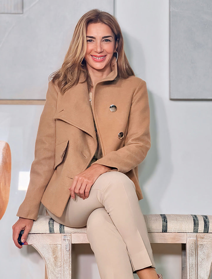 Chaqueta supersuave de botones camel