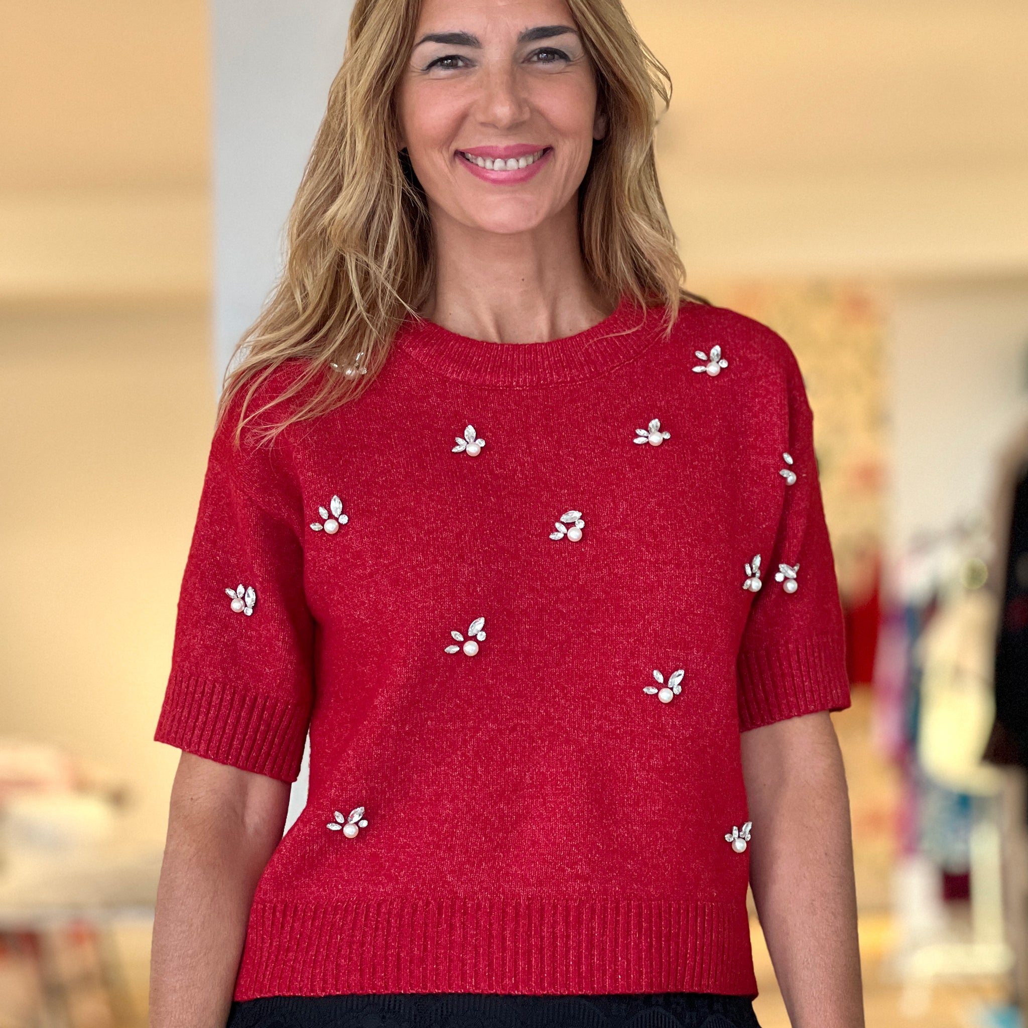Jersey suave circonitas rojo