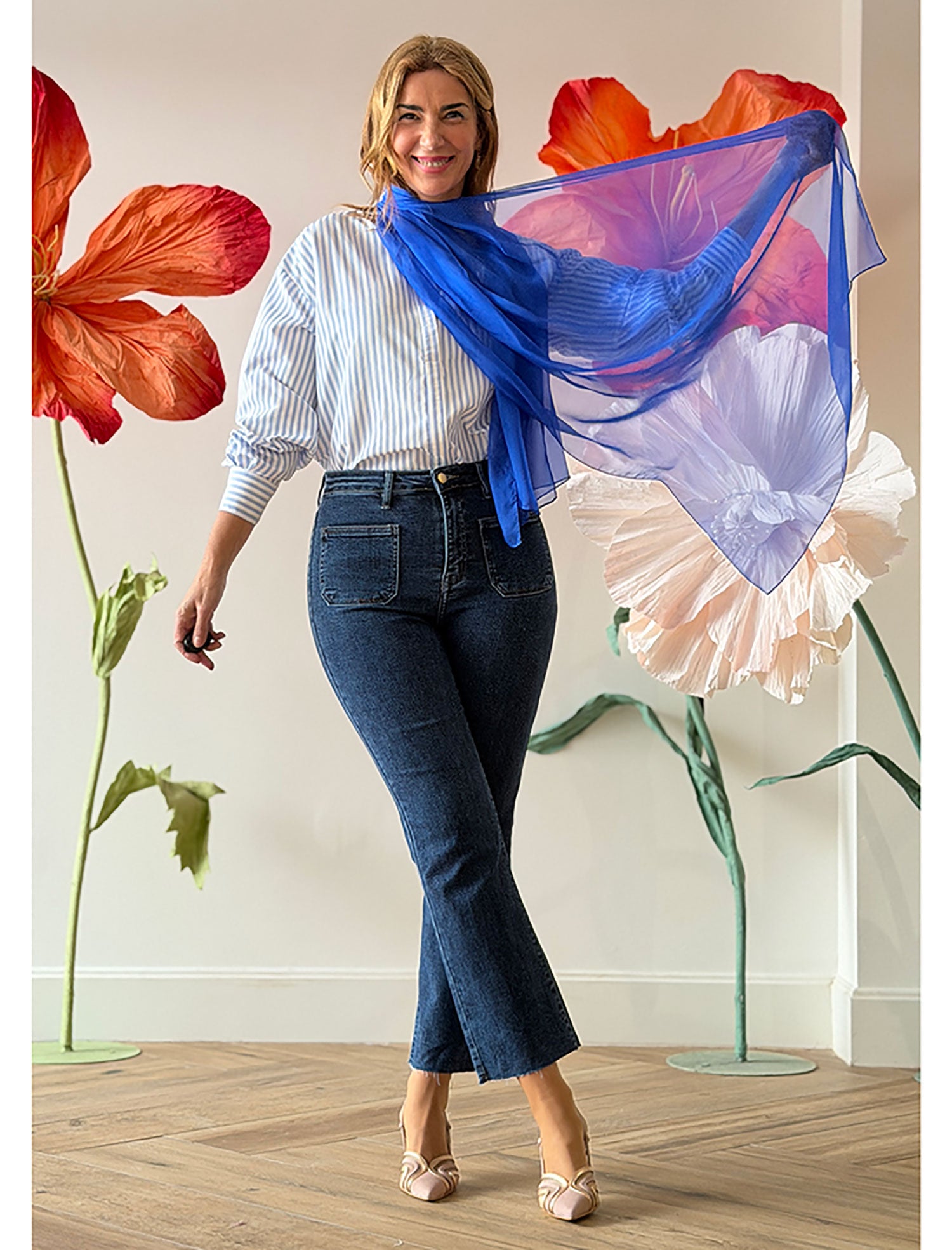 Pañuelo Fluido de Seda Azul royal