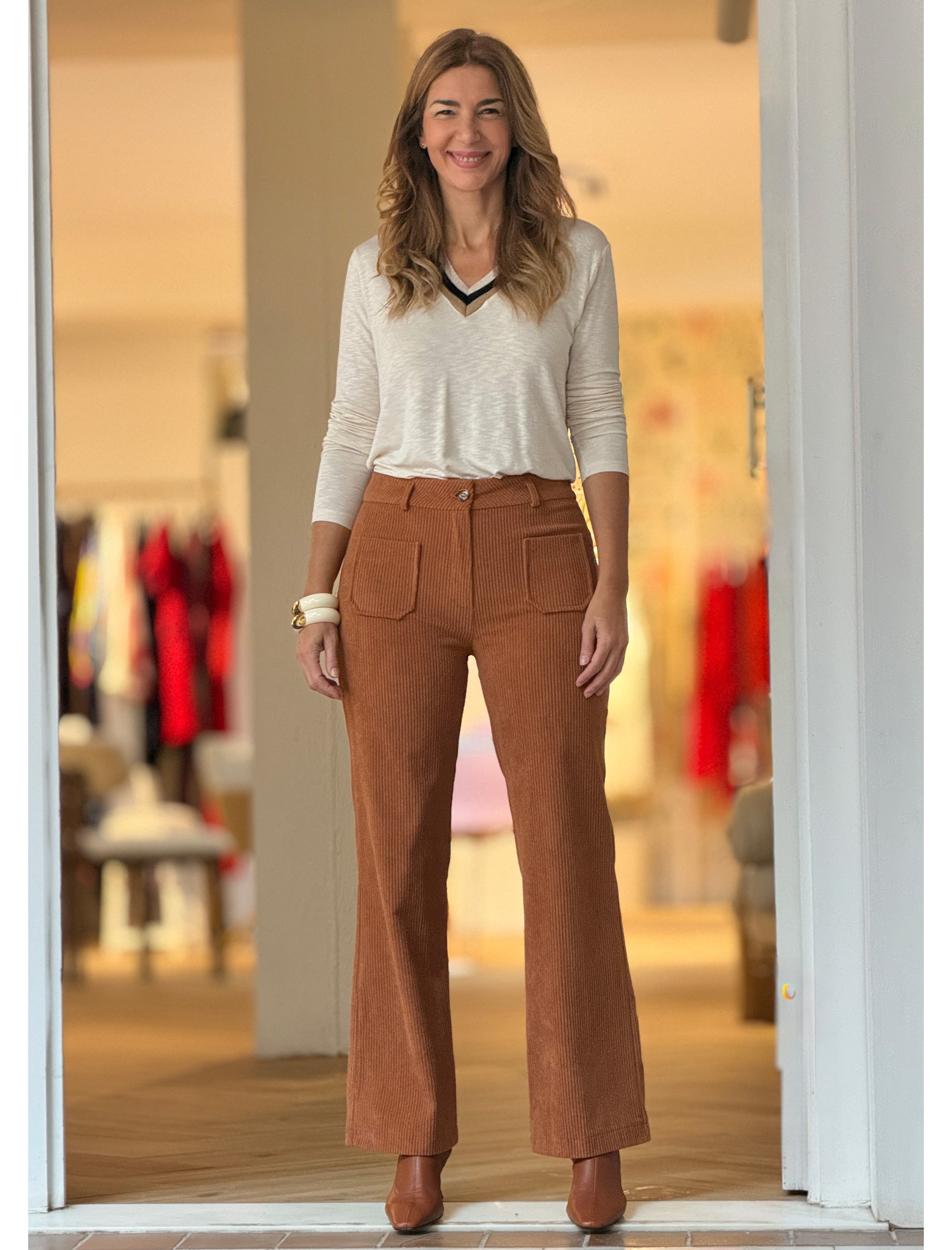 Pantalón de pana mujer ideal camel