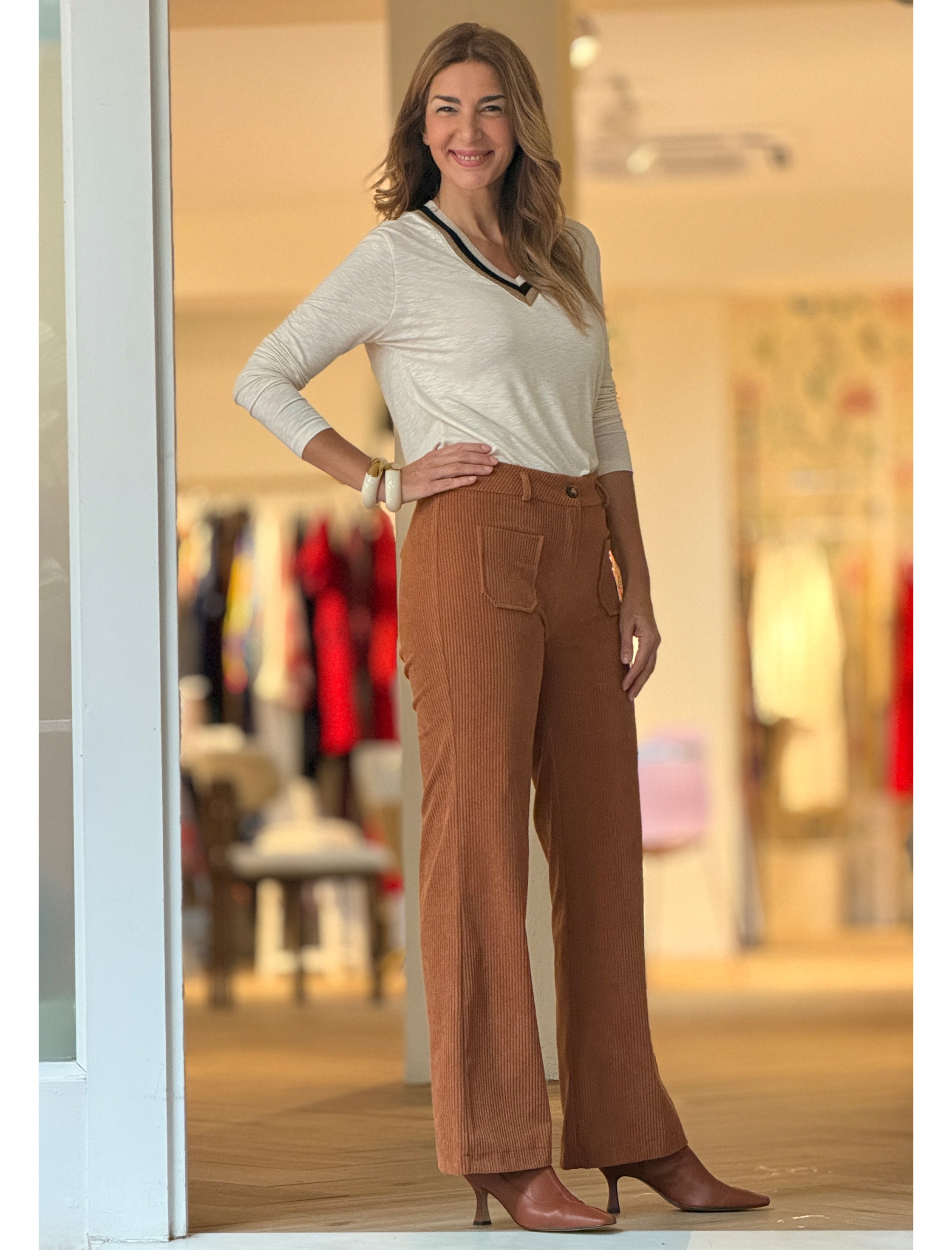 Pantalón de pana mujer ideal camel