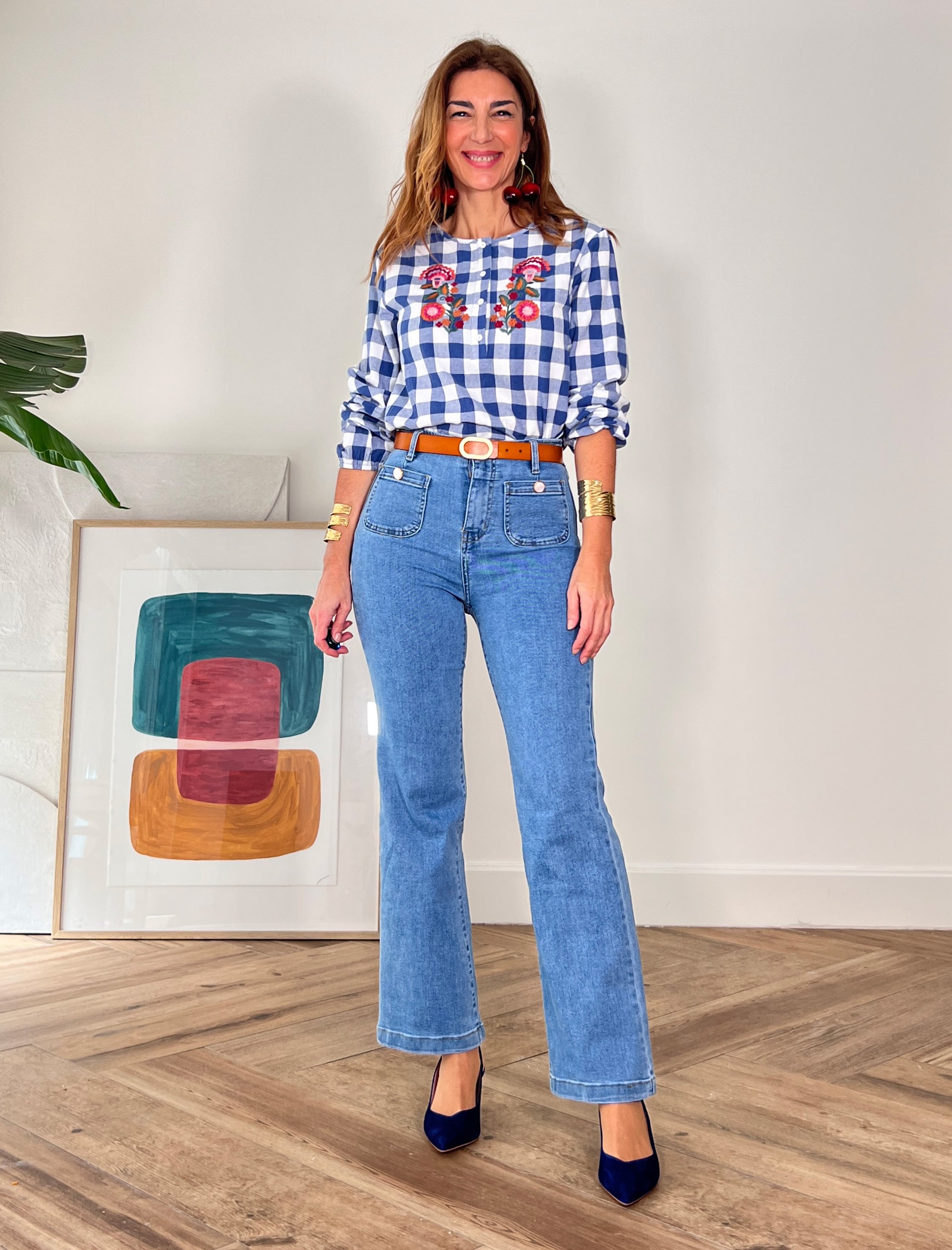 Jeans botones chic denim