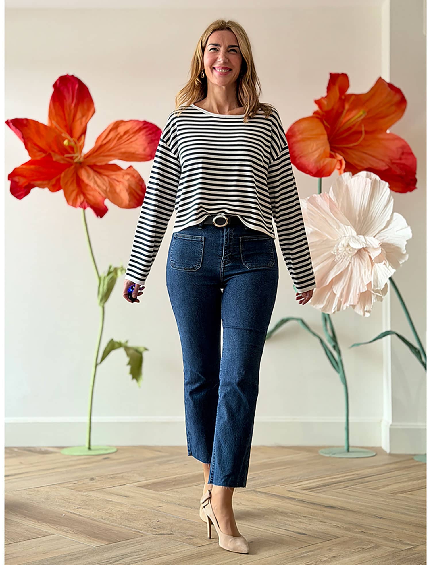 Pantalón vaquero azul oscuro elástico