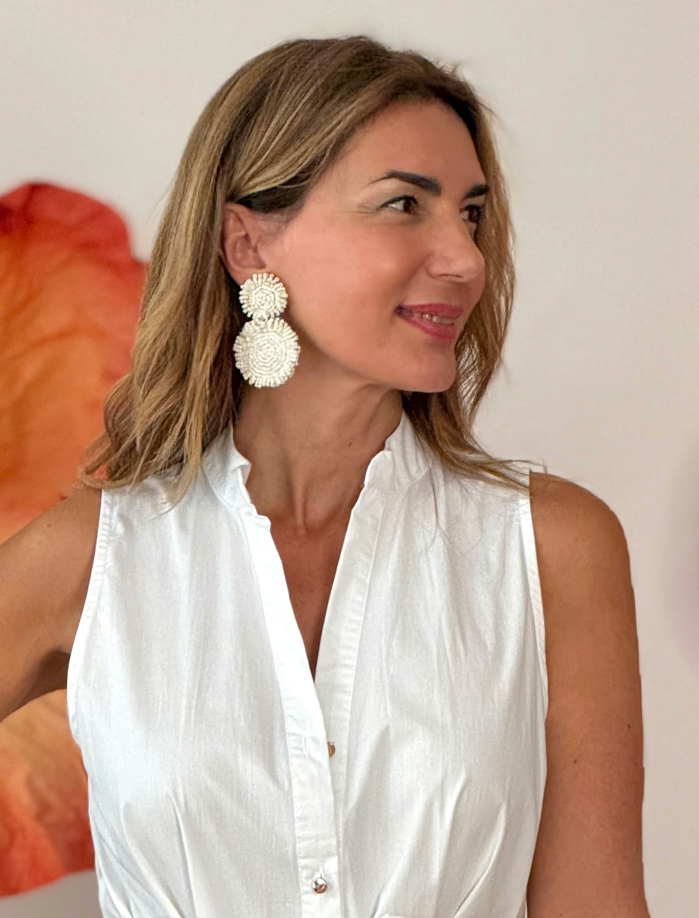 White circle earrings