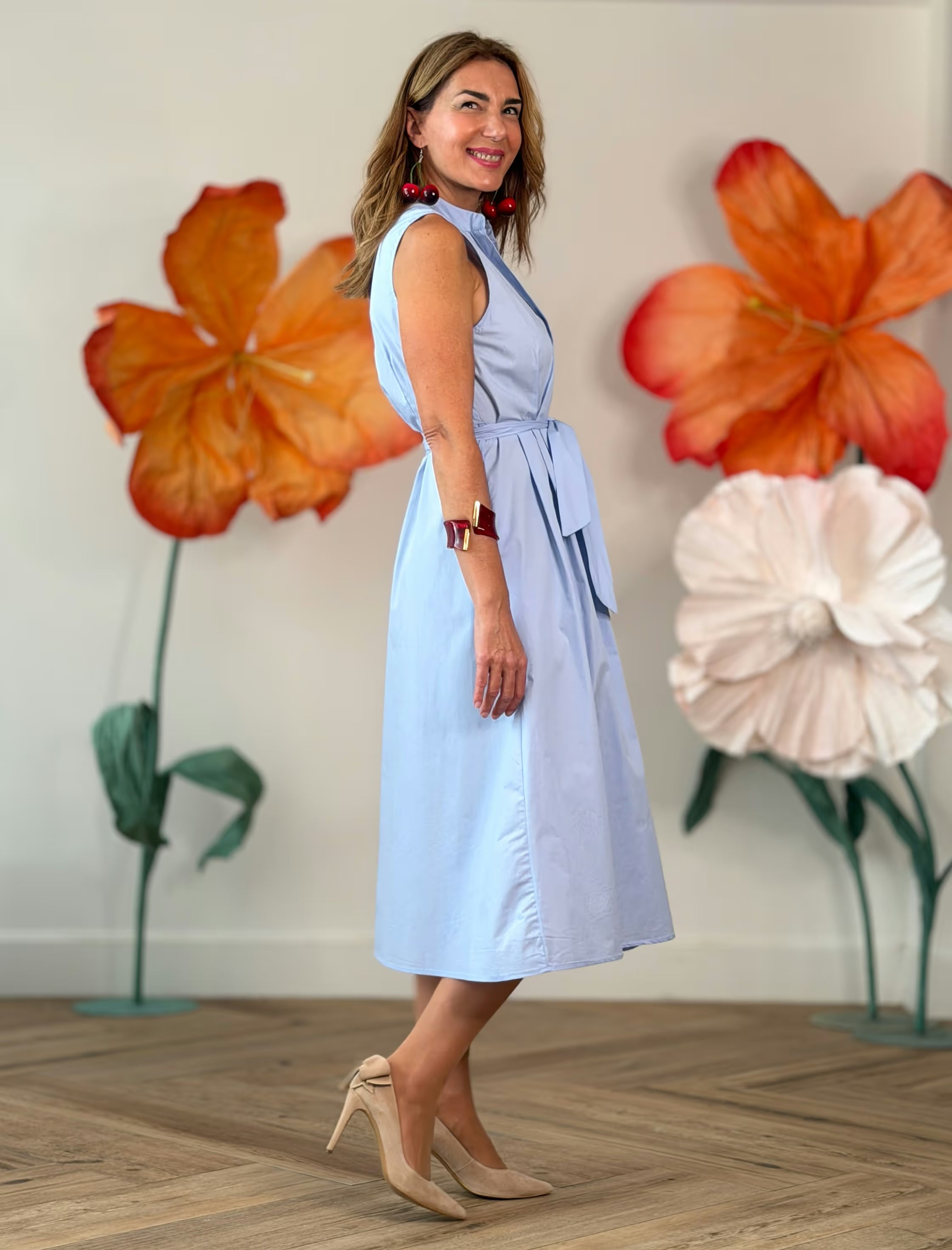 Vestido camisero celeste Carolina