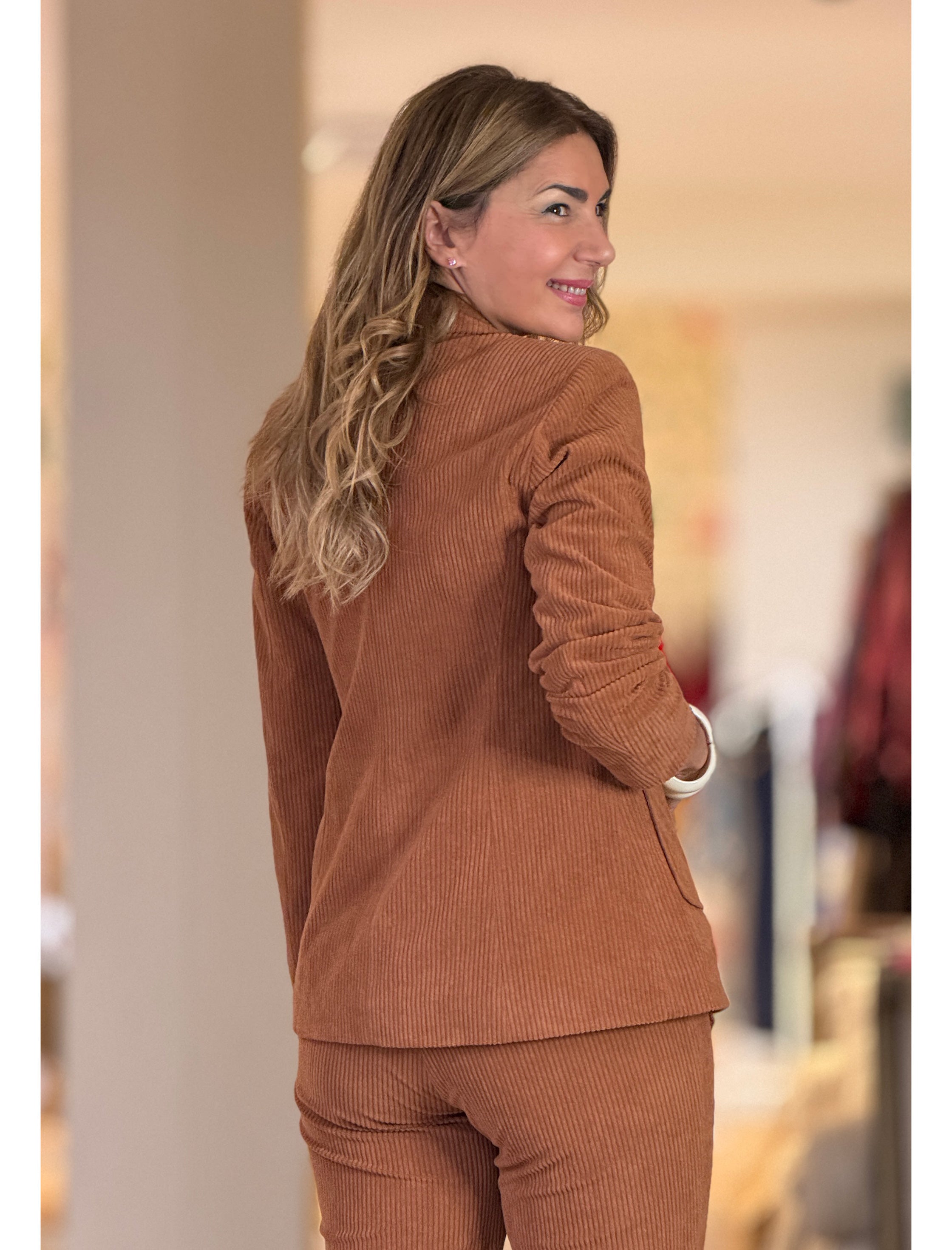 Chaqueta de pana blazer camel