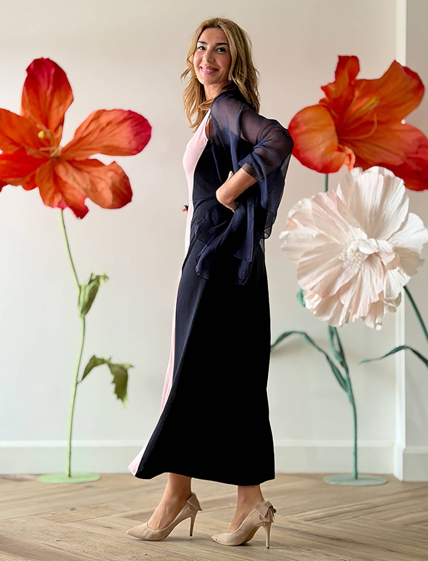 Pañuelo Fluido de Seda Marino