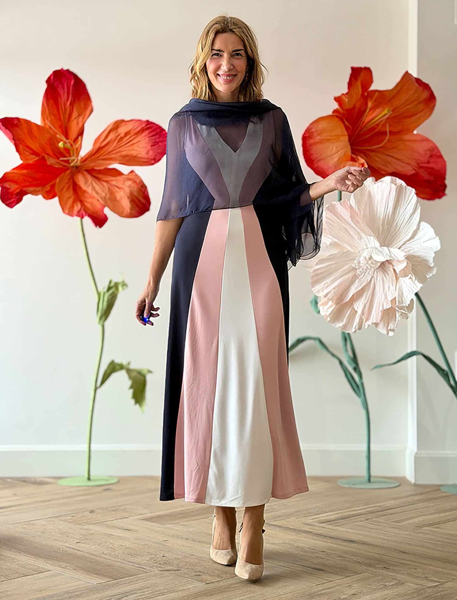 Pañuelo Fluido de Seda Marino