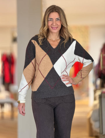 Jersey de rombos marrón