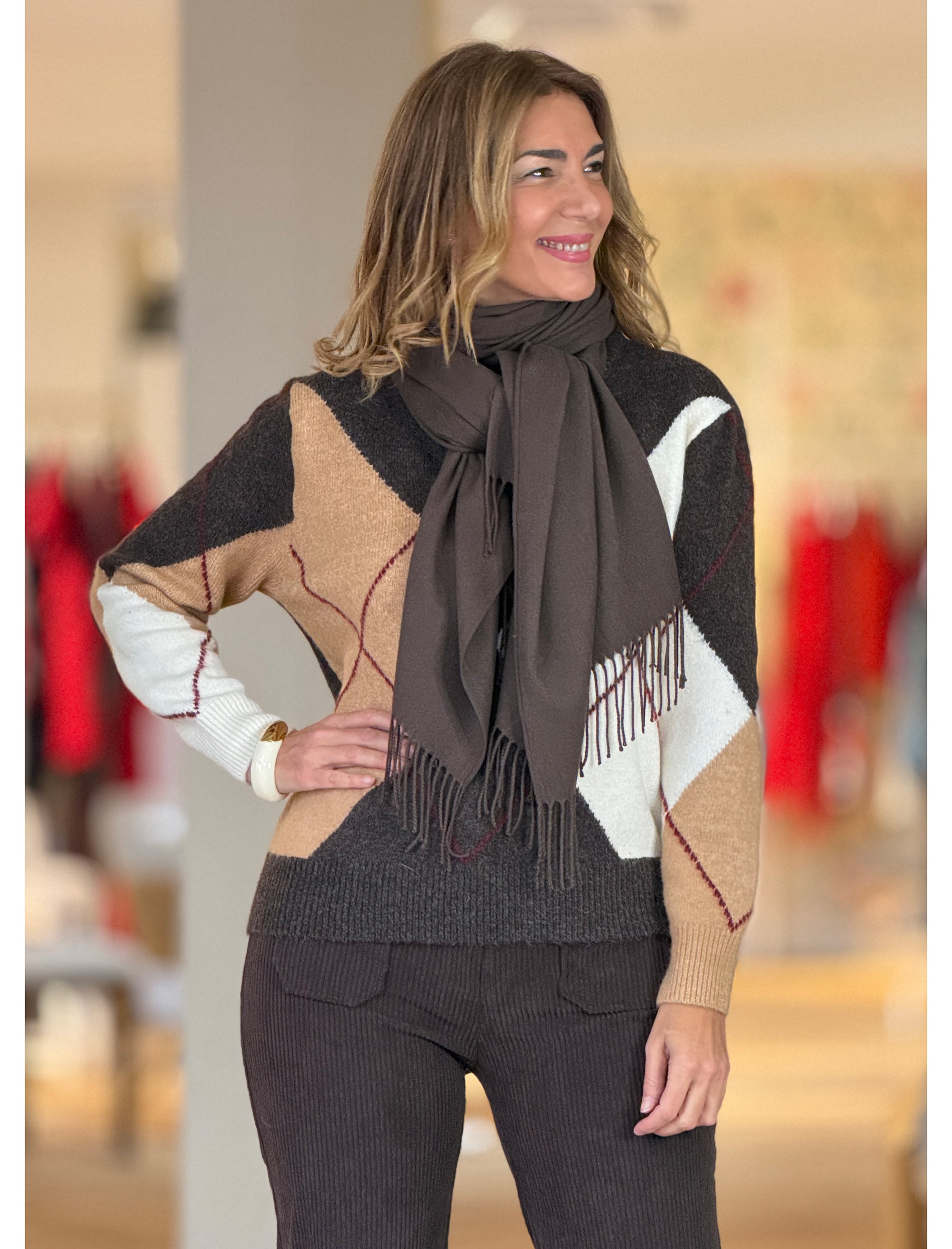 Jersey de rombos marrón