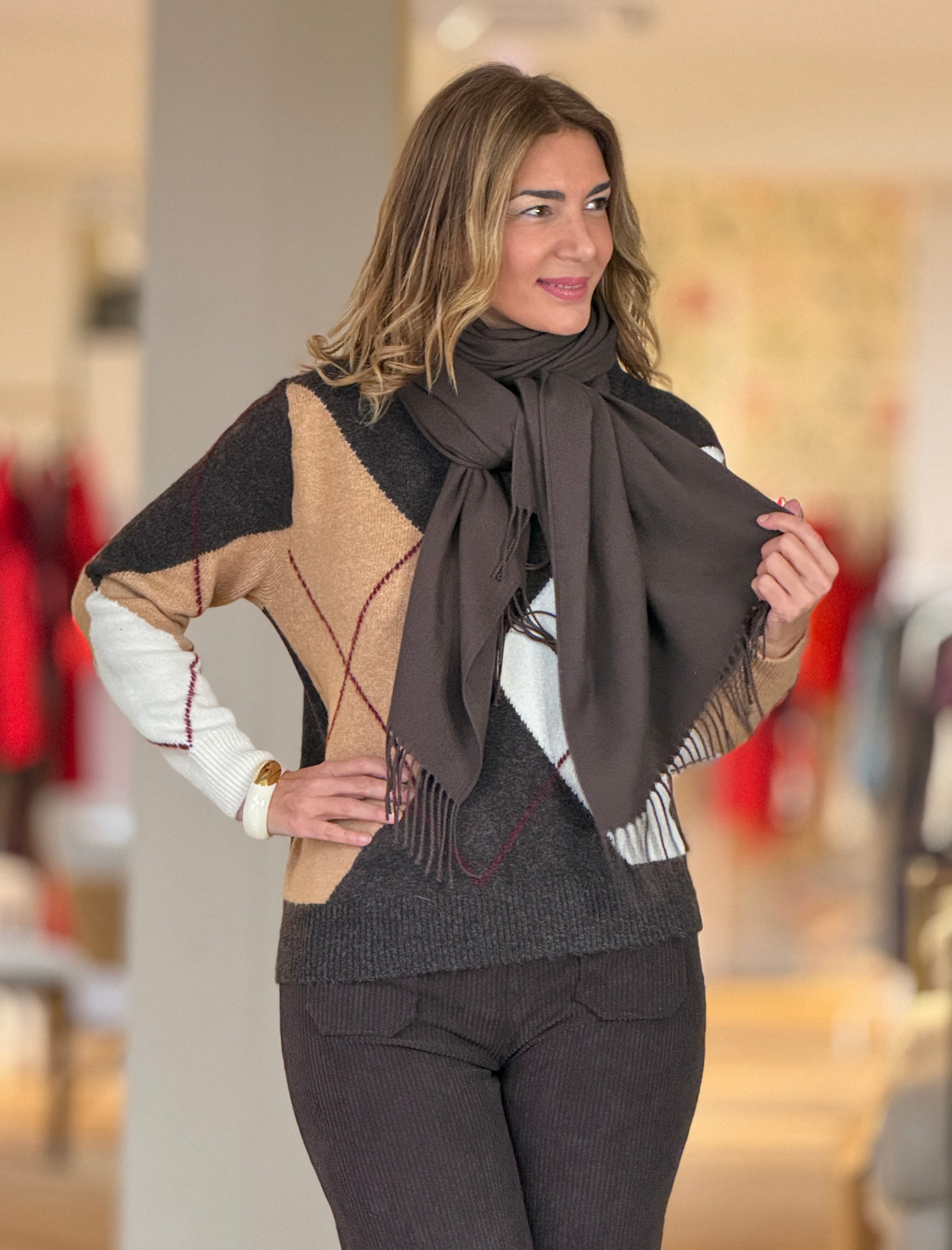 Foulard Cashemir marrón chocolate