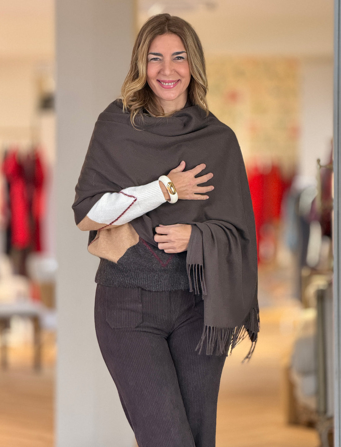 Foulard Cashemir marrón chocolate