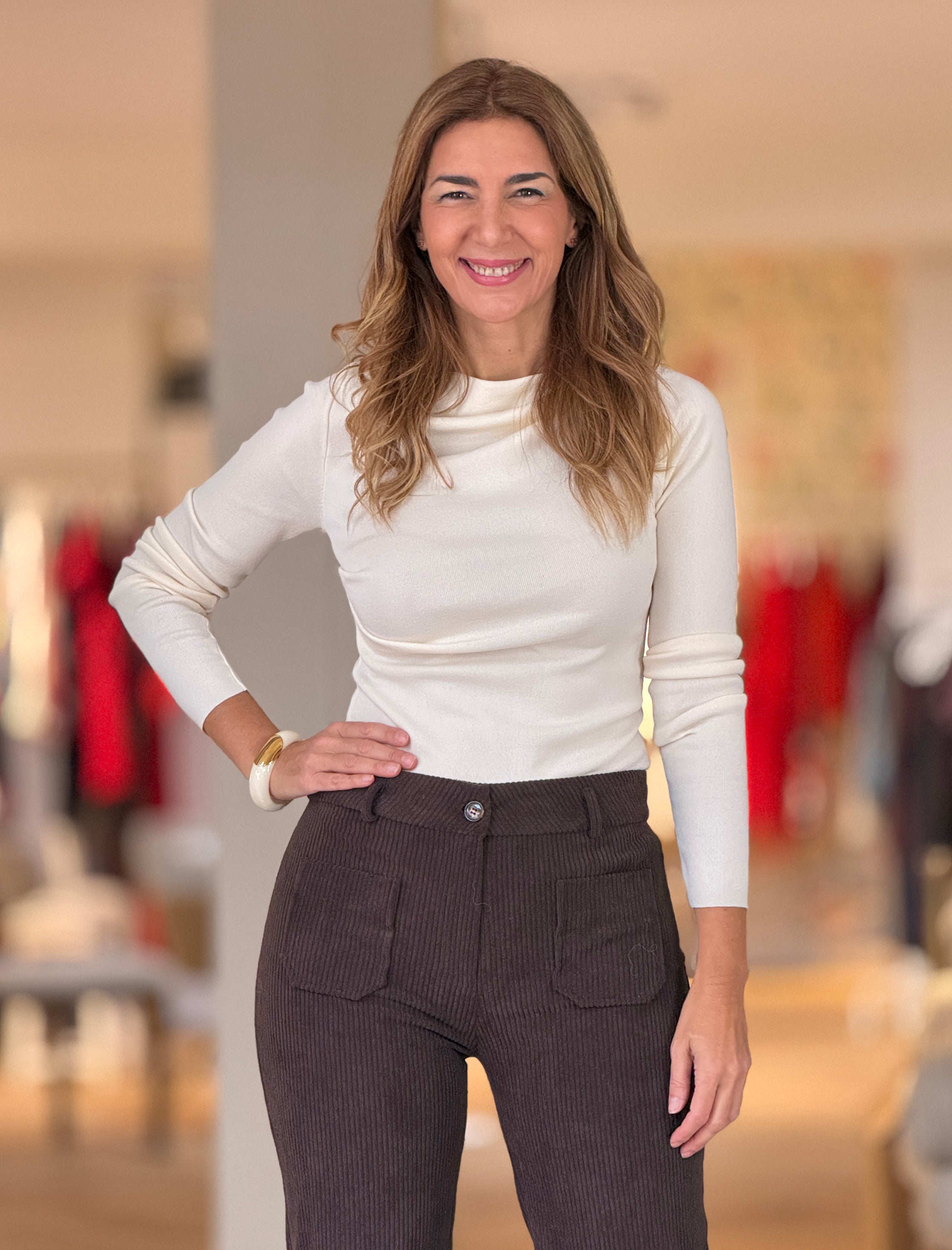 Jersey beig pliegues chic