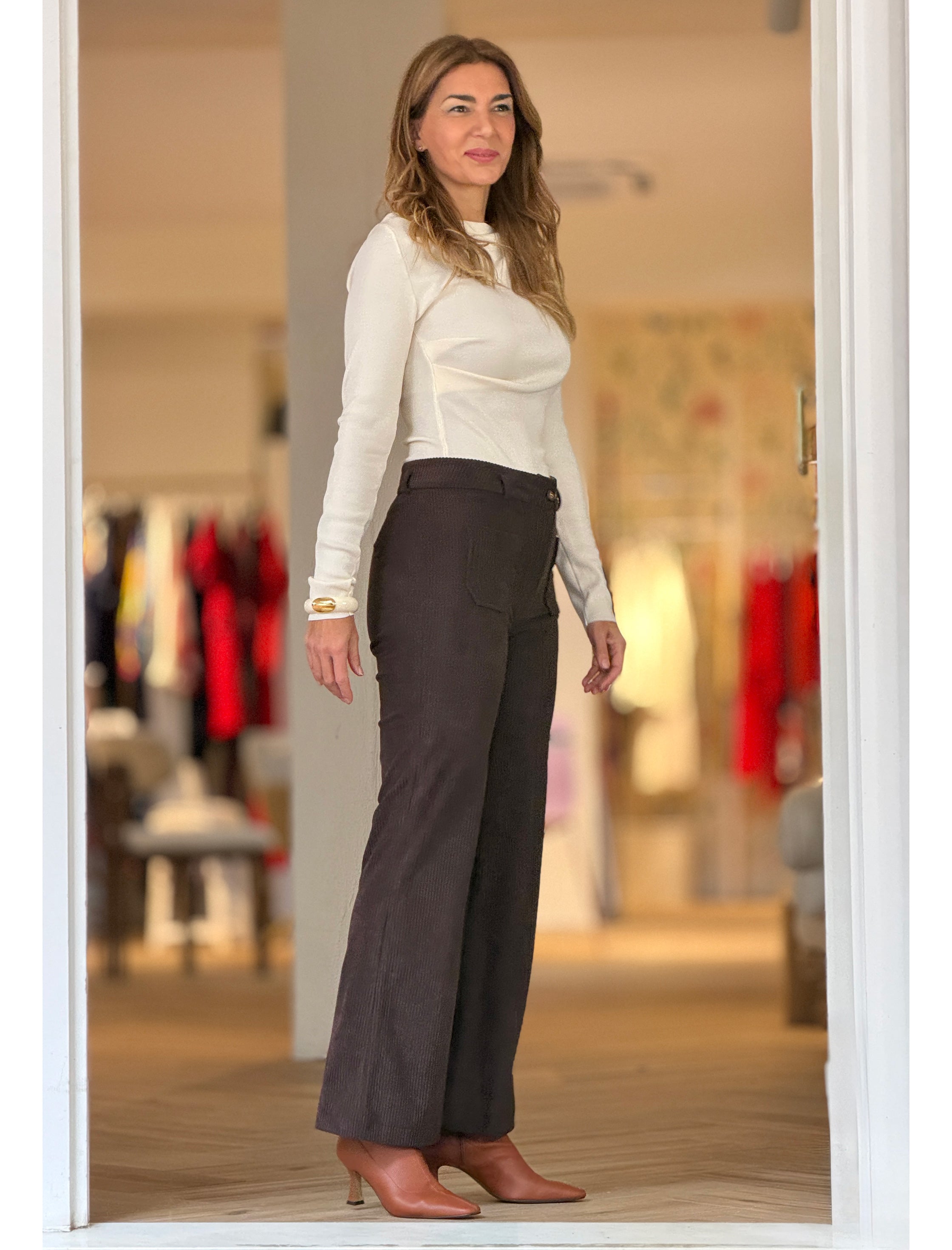 Pantalón de pana mujer ideal marrón chocolate