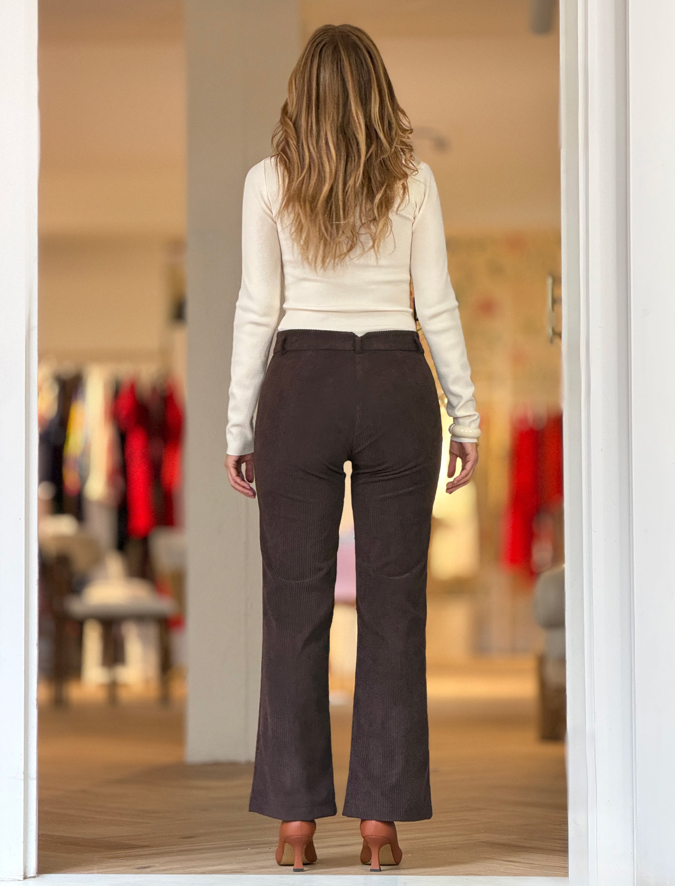 Pantalón de pana mujer ideal marrón chocolate