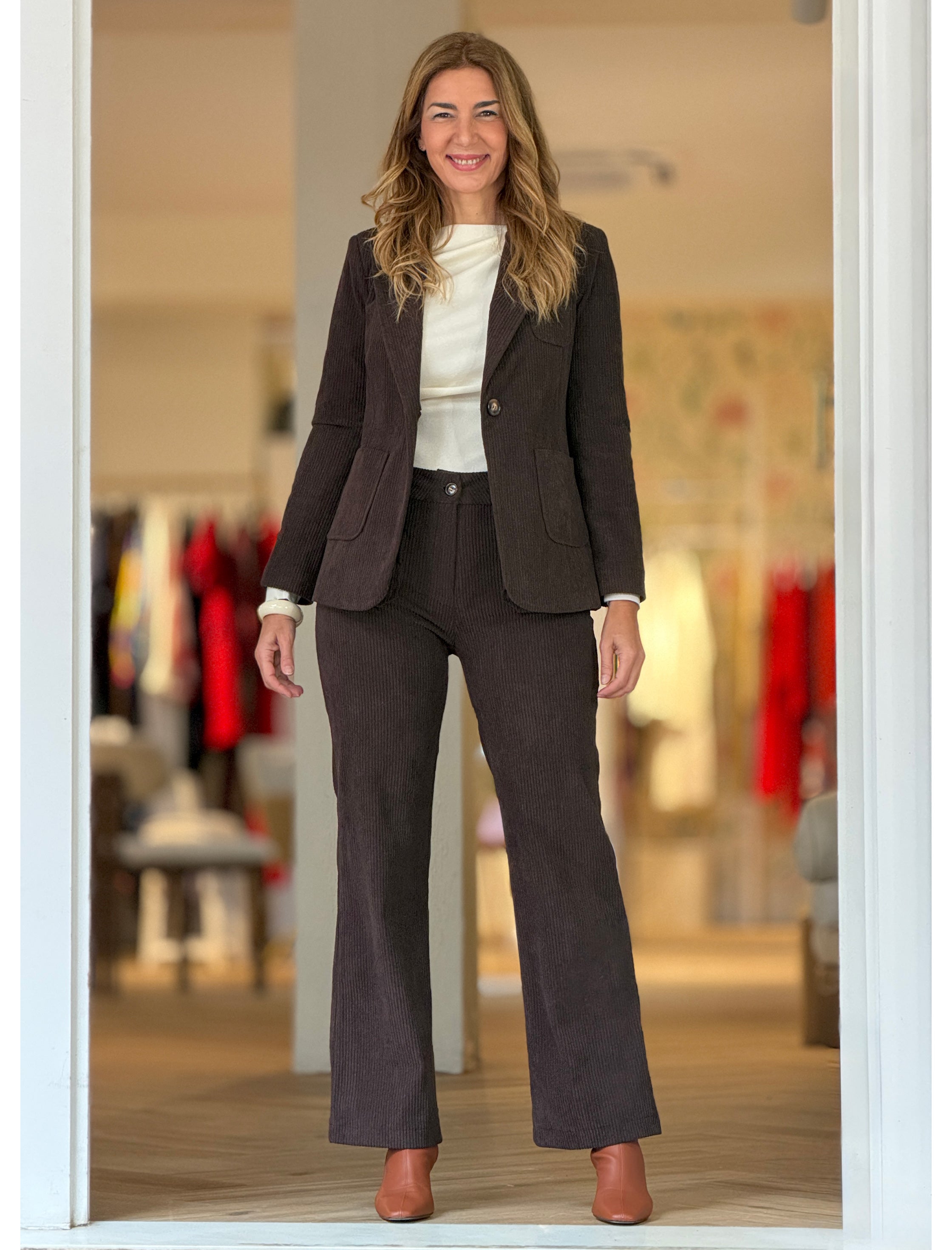 Pantalón de pana mujer ideal marrón chocolate