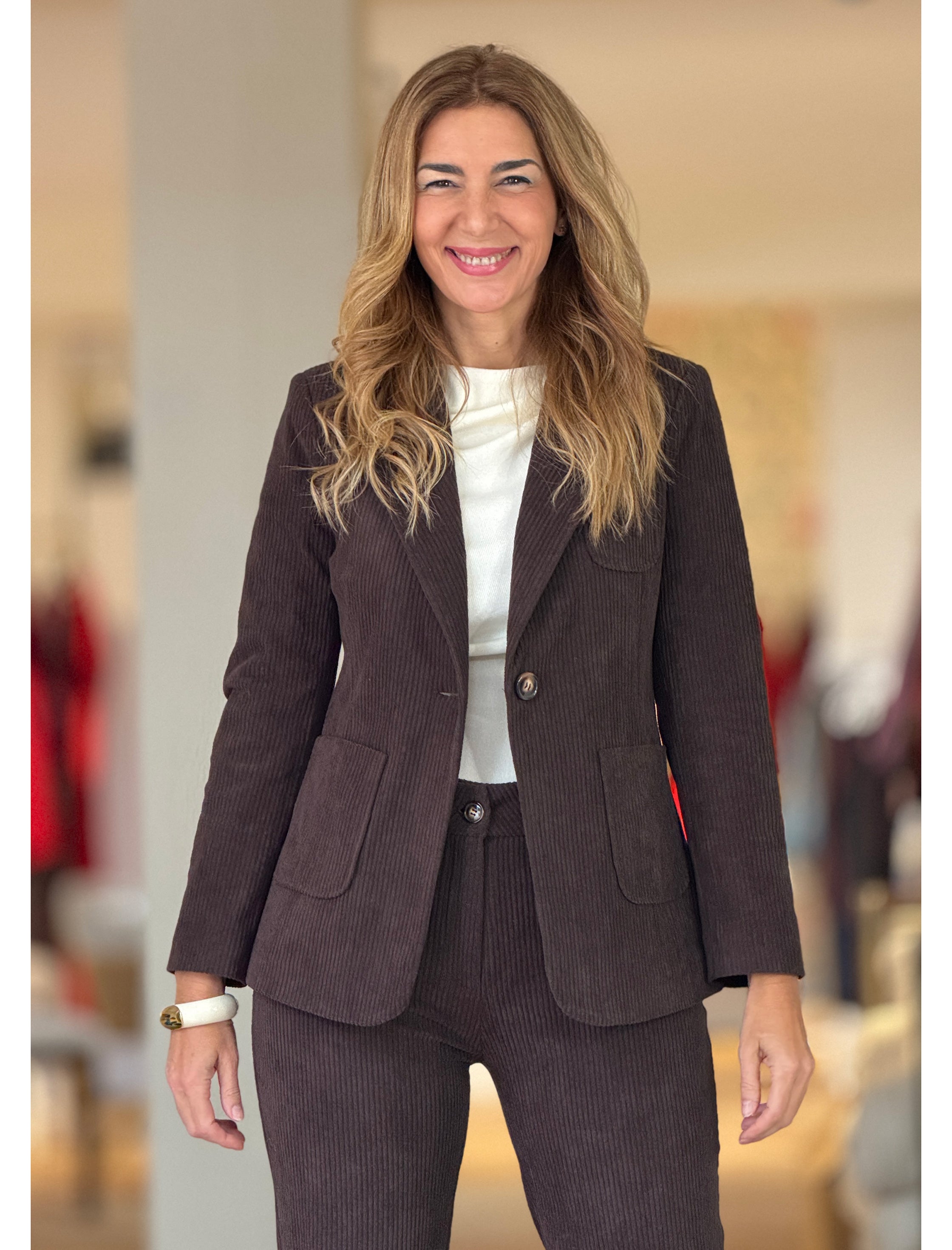 Chaqueta de pana blazer marrón chocolate