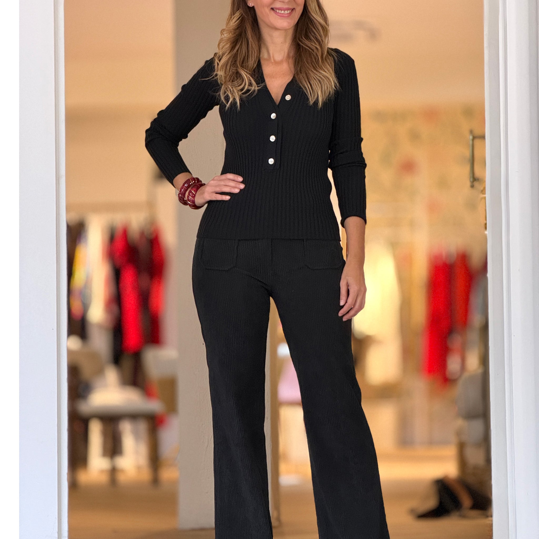 Pantalón de pana mujer ideal negro