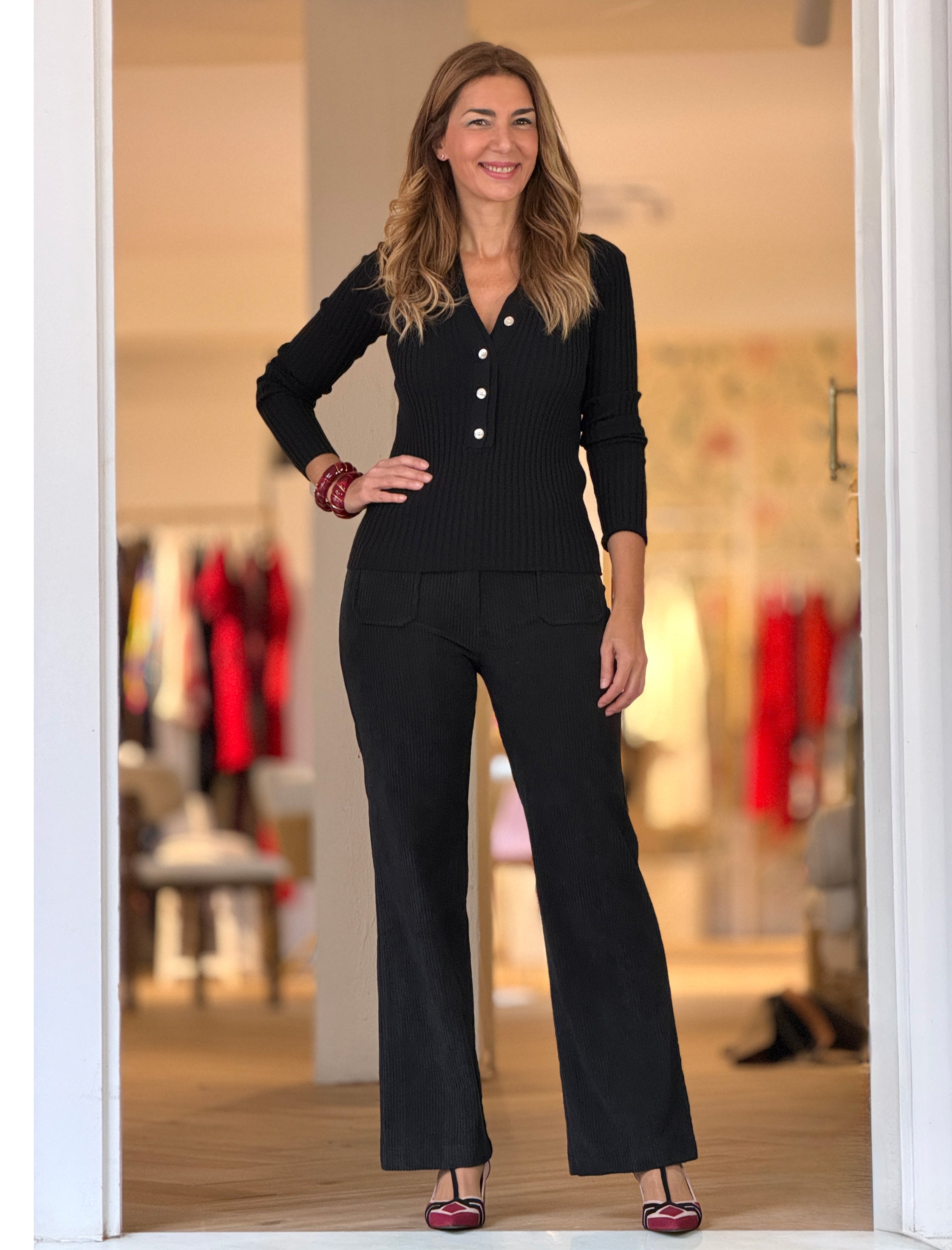 Pantalón de pana mujer ideal negro