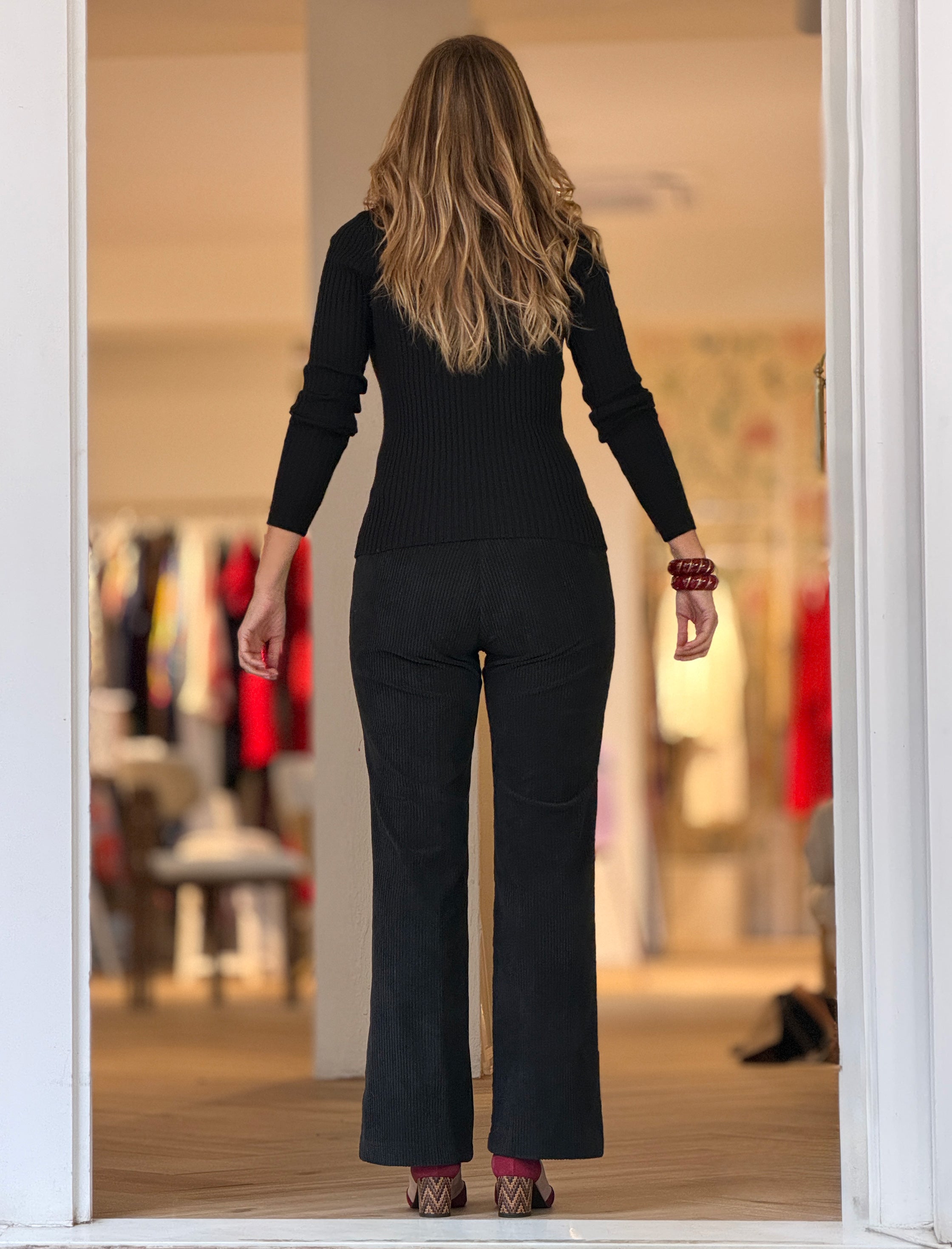 Pantalón de pana mujer ideal negro