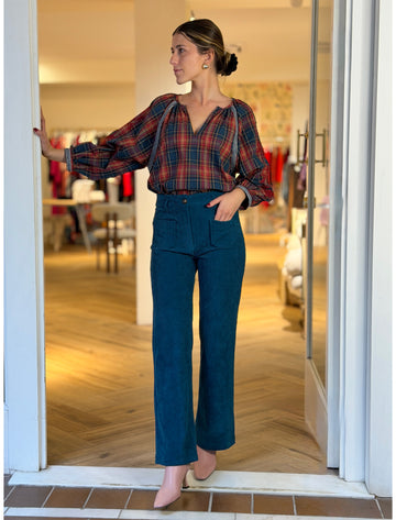 Pantalón de pana mujer ideal azul